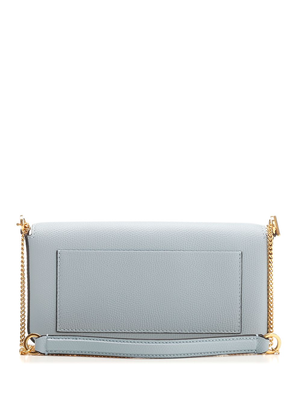 Shop Valentino Vlogo Signature Chain Wallet In Light Blue