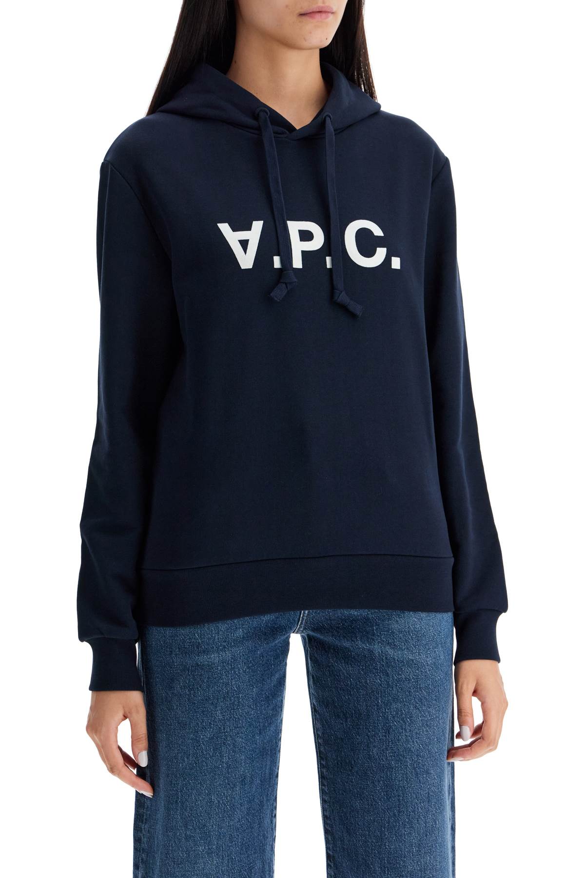 Shop Apc Grand Vpc Hoodie In Dark Navy/ecru (blue)