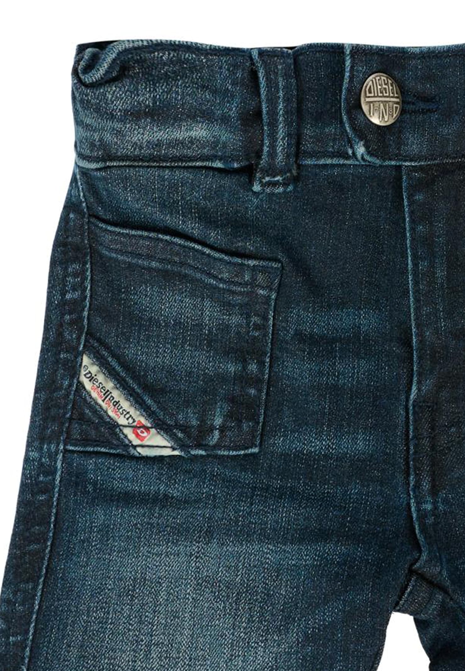 Diesel Denim Jeans For Baby Girl With Logo In Blue