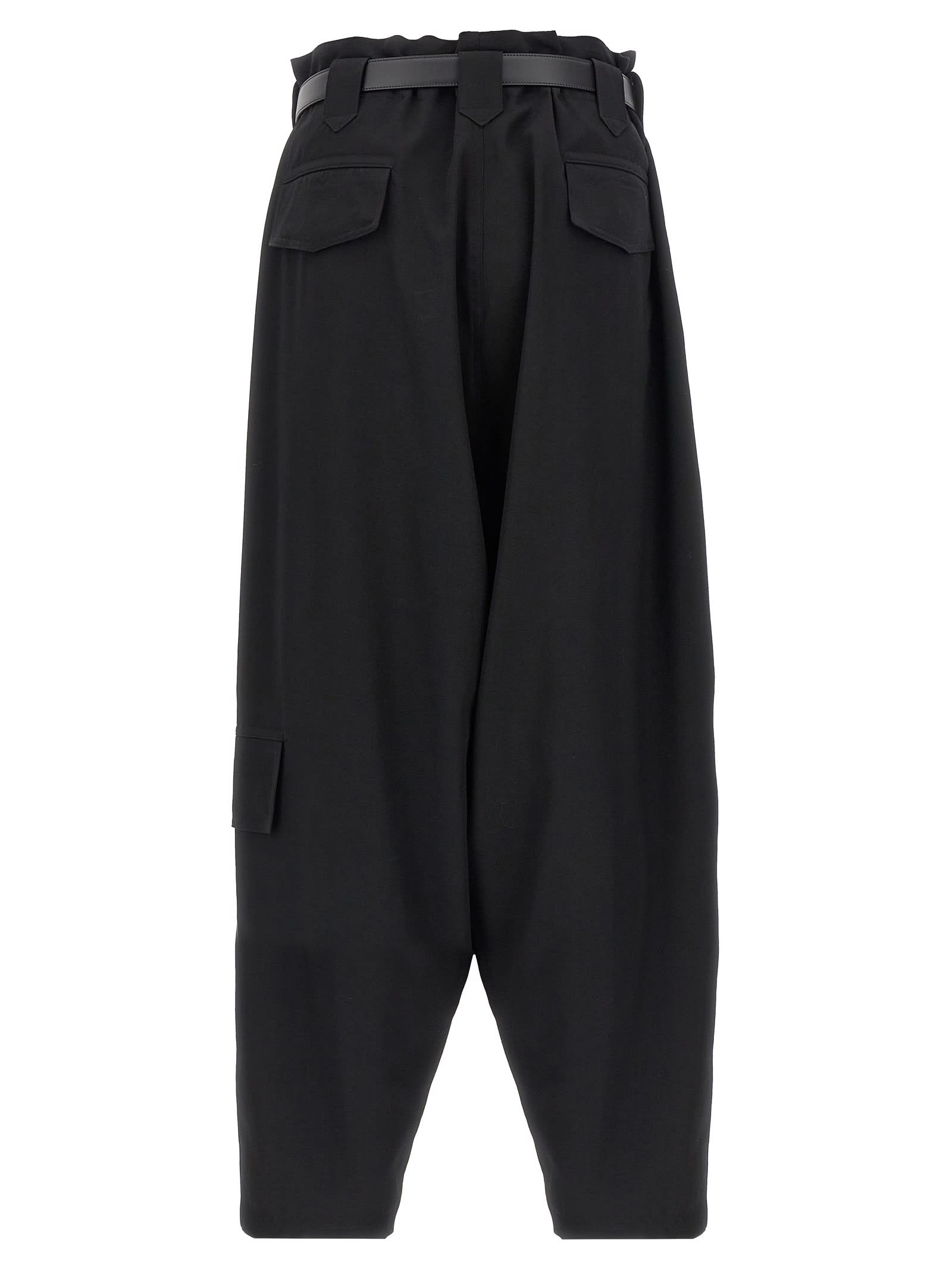 Yohji Yamamoto Utility Trousers With Pleated Design And Pockets In Black
