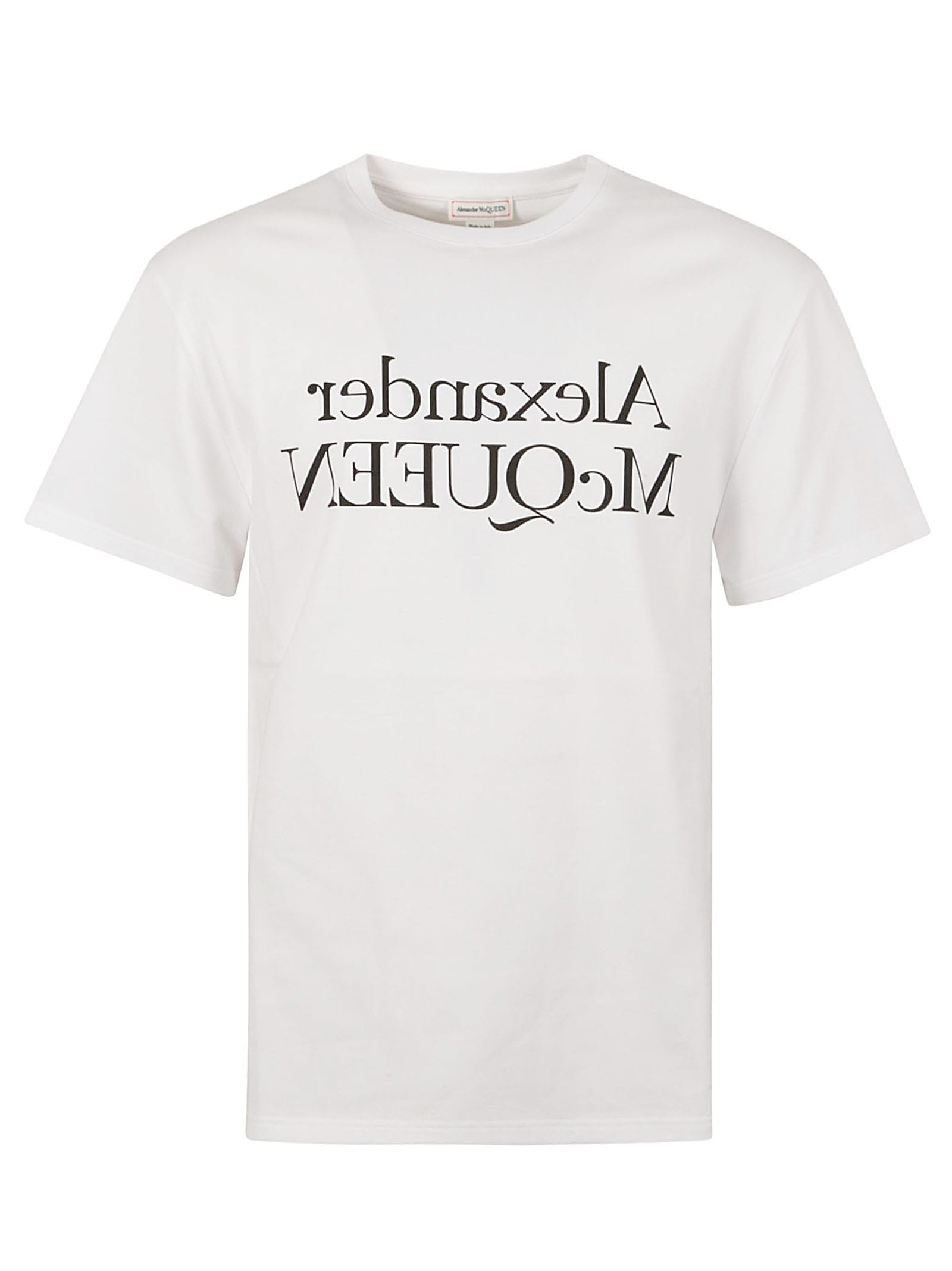 Alexander Mcqueen Regular Logo Print T-shirt In White/black