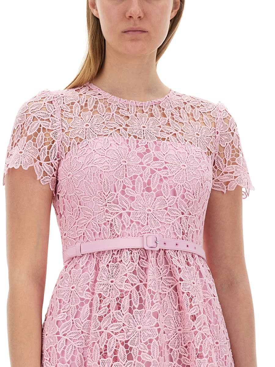 Shop Self-portrait Lace Mini Dress In Pink