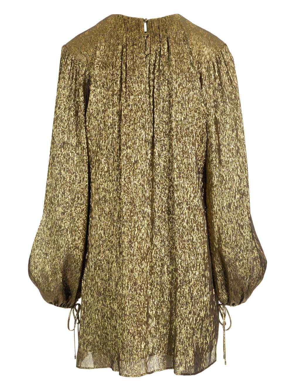 Shop Chloé Silk Crepon Mini Dress In Gold