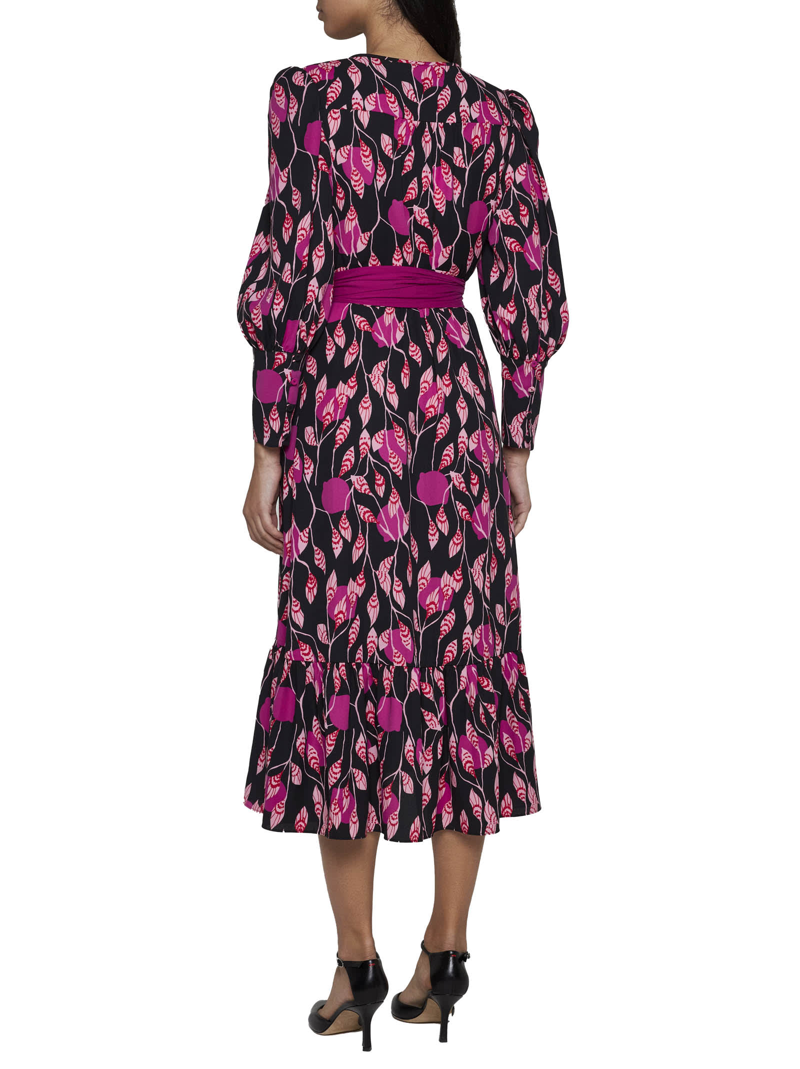Shop Diane Von Furstenberg Dress In Lantern Leaves Posion Pk Lg