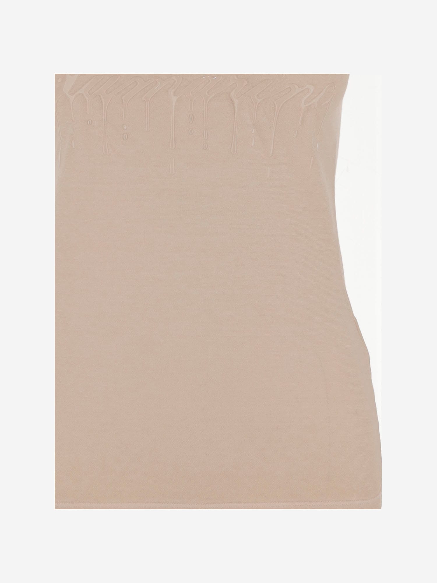 Blumarine Jersey Top With Cast-effect Logo In Beige