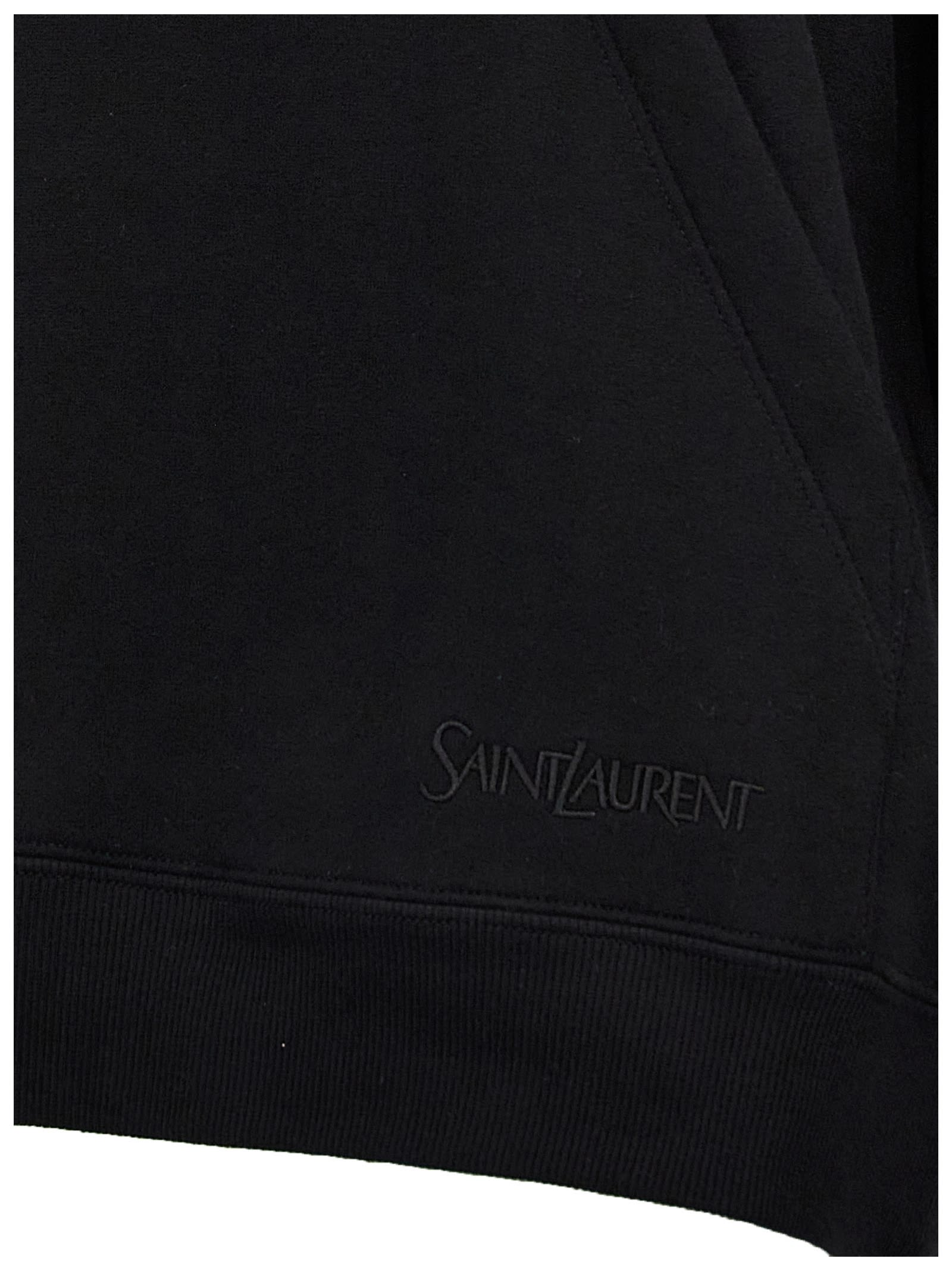 Shop Saint Laurent Camionneur Molleton Hoodie In Nero