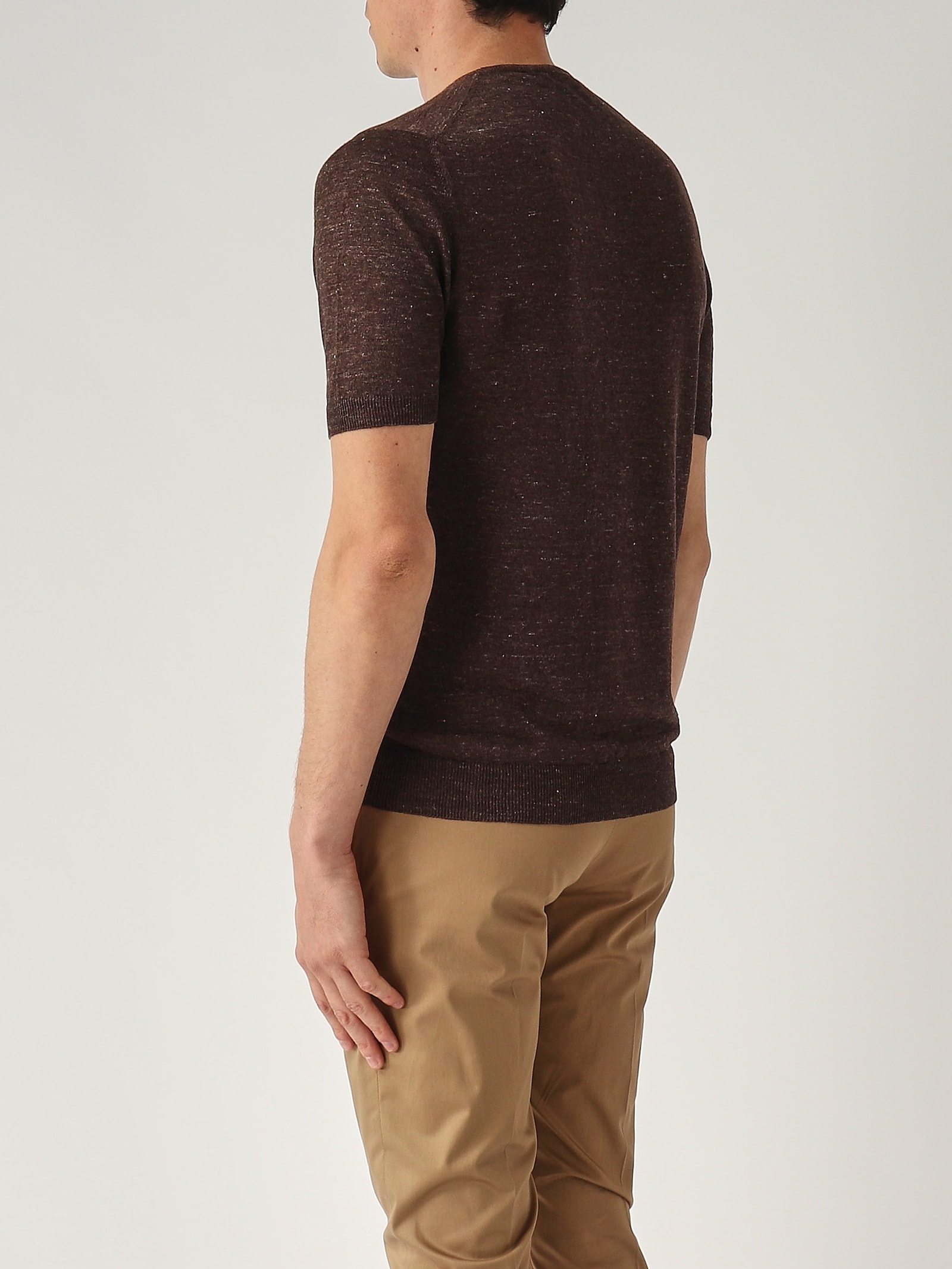 Gran Sasso Girocollo M/c Malfile Con Balza T-shirt In Burgundy