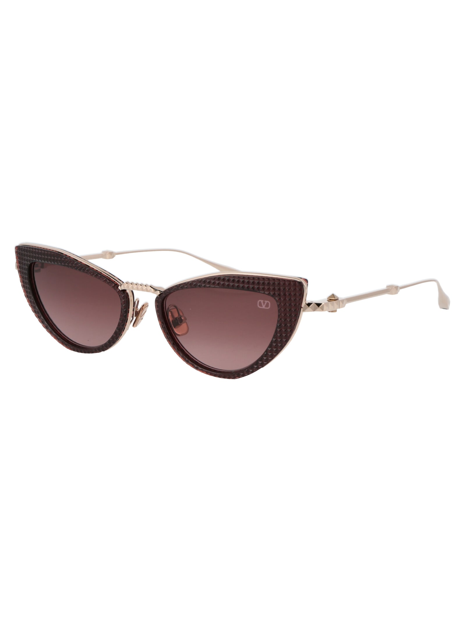 Shop Valentino Viii Sunglasses In White Gold Crystal Bordeaux W/ Dark Rose To Light Rose Gradient