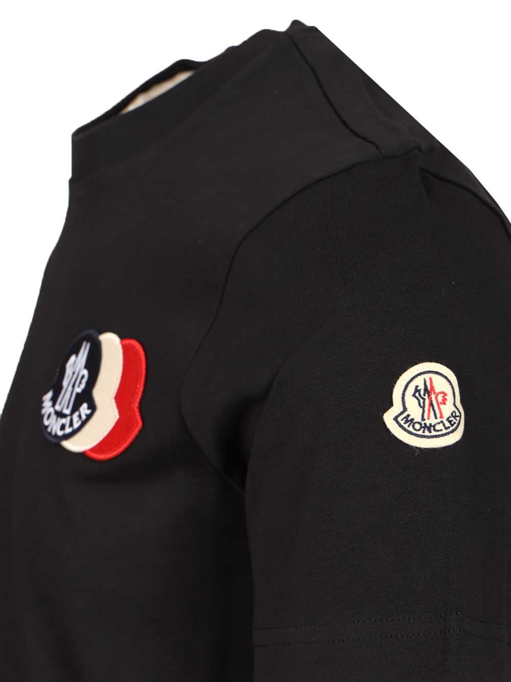 Moncler Blue T-shirt With Embroidered Tricolor Logo