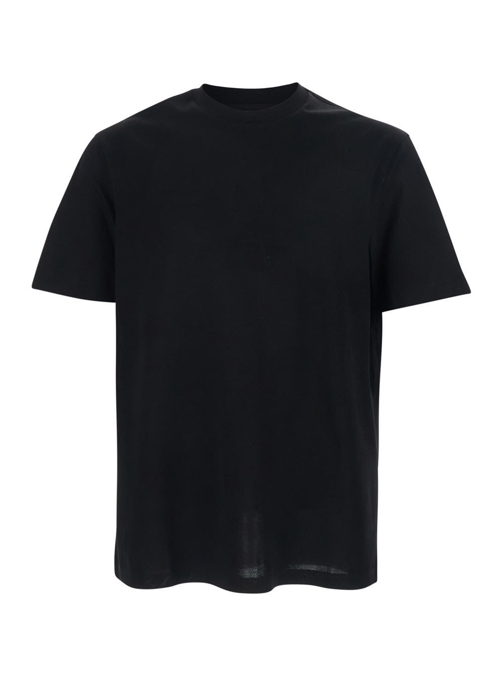 Emporio Armani Black T-shirt With Stretch Crew Neck And Tone On Tone Logo In Cotton Jacquard Man