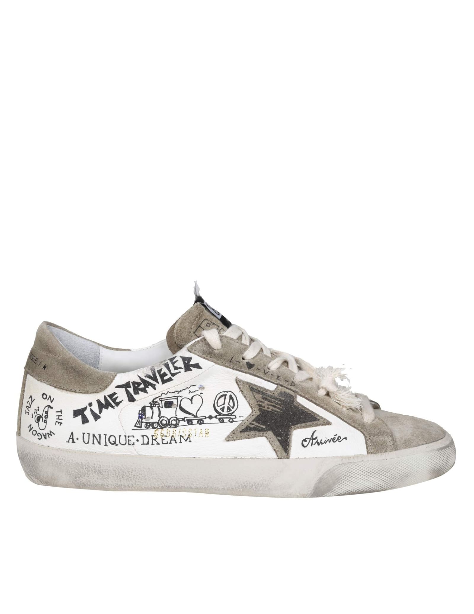 Golden Goose Superstar In Leather And Suede With Applied Graffiti