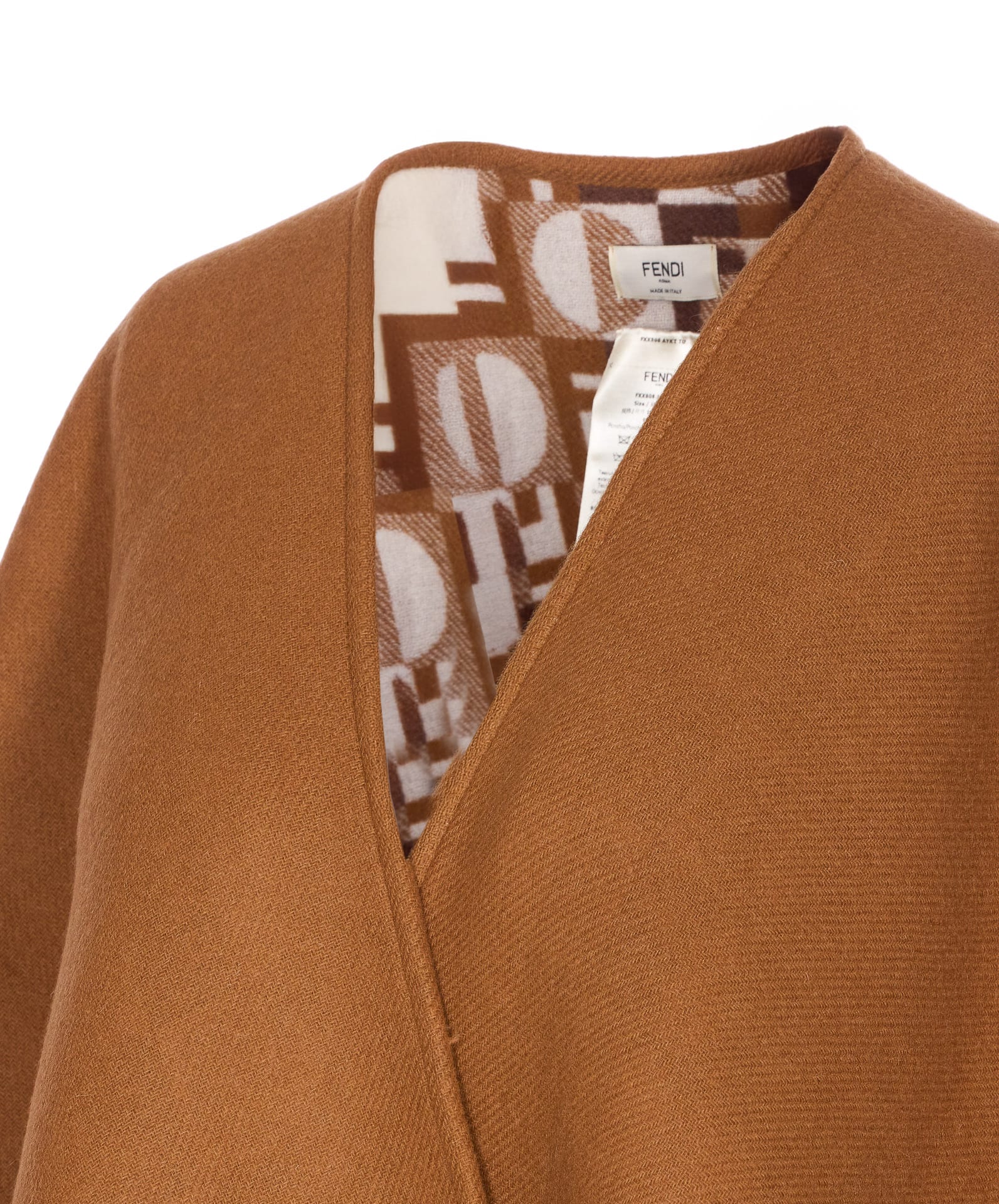 Fendi Camel Wool Blend Jacket In Brown