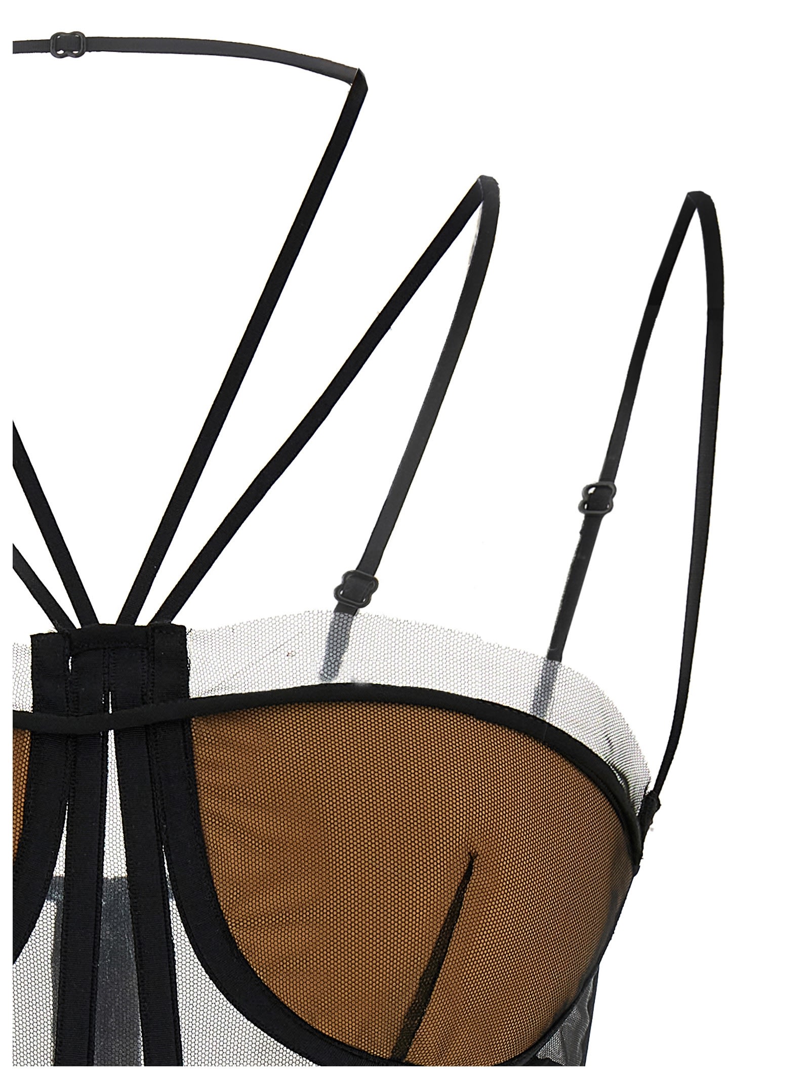 Nensi Dojaka Sheer Strappy Corset Top In Black