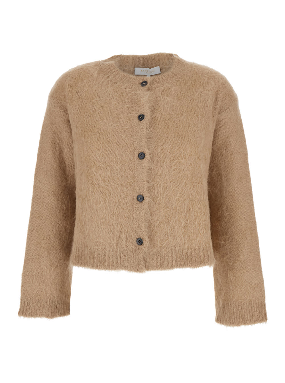 Antonelli Round-neck Long-sleeve Knitted Sweater In Brown