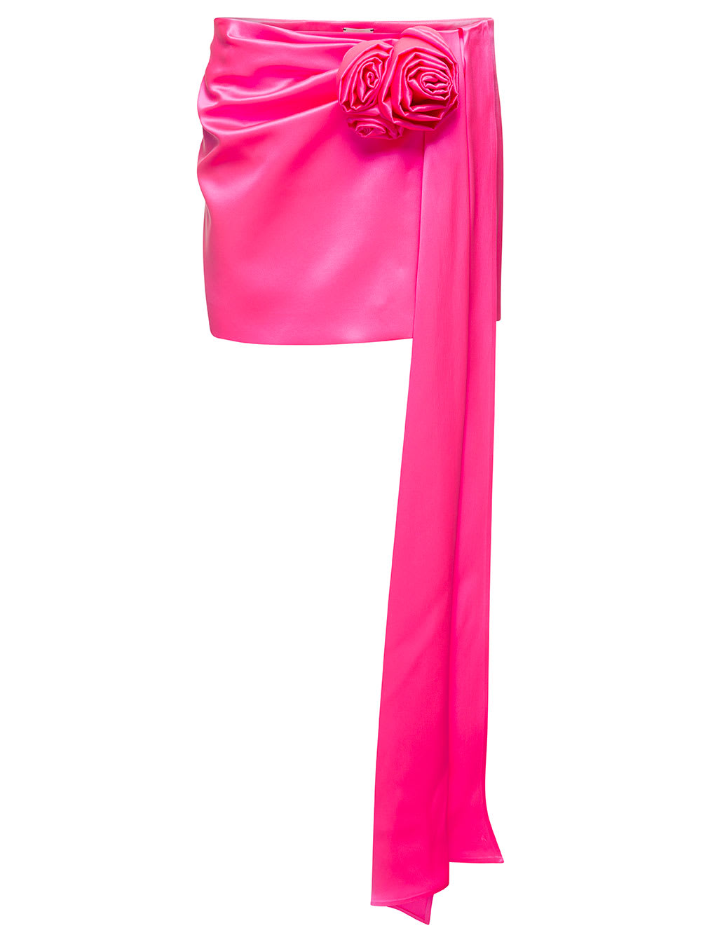 Magda Butrym Pink High-waisted Skirt With Drape Detailing In Silk Woman