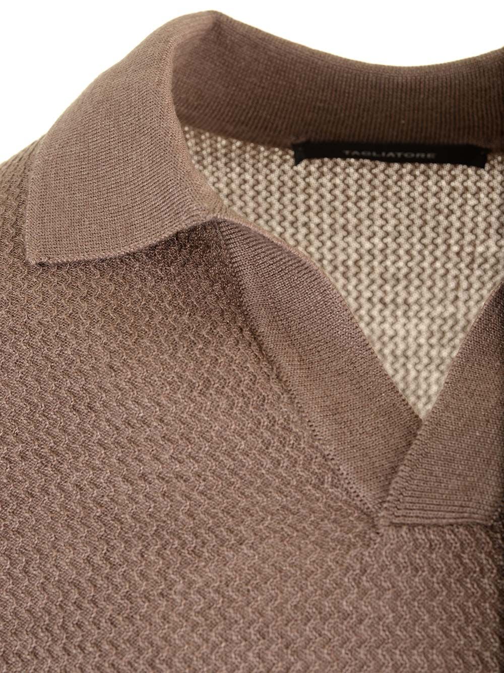 Shop Tagliatore Wool And Silk Polo Shirt In Brown