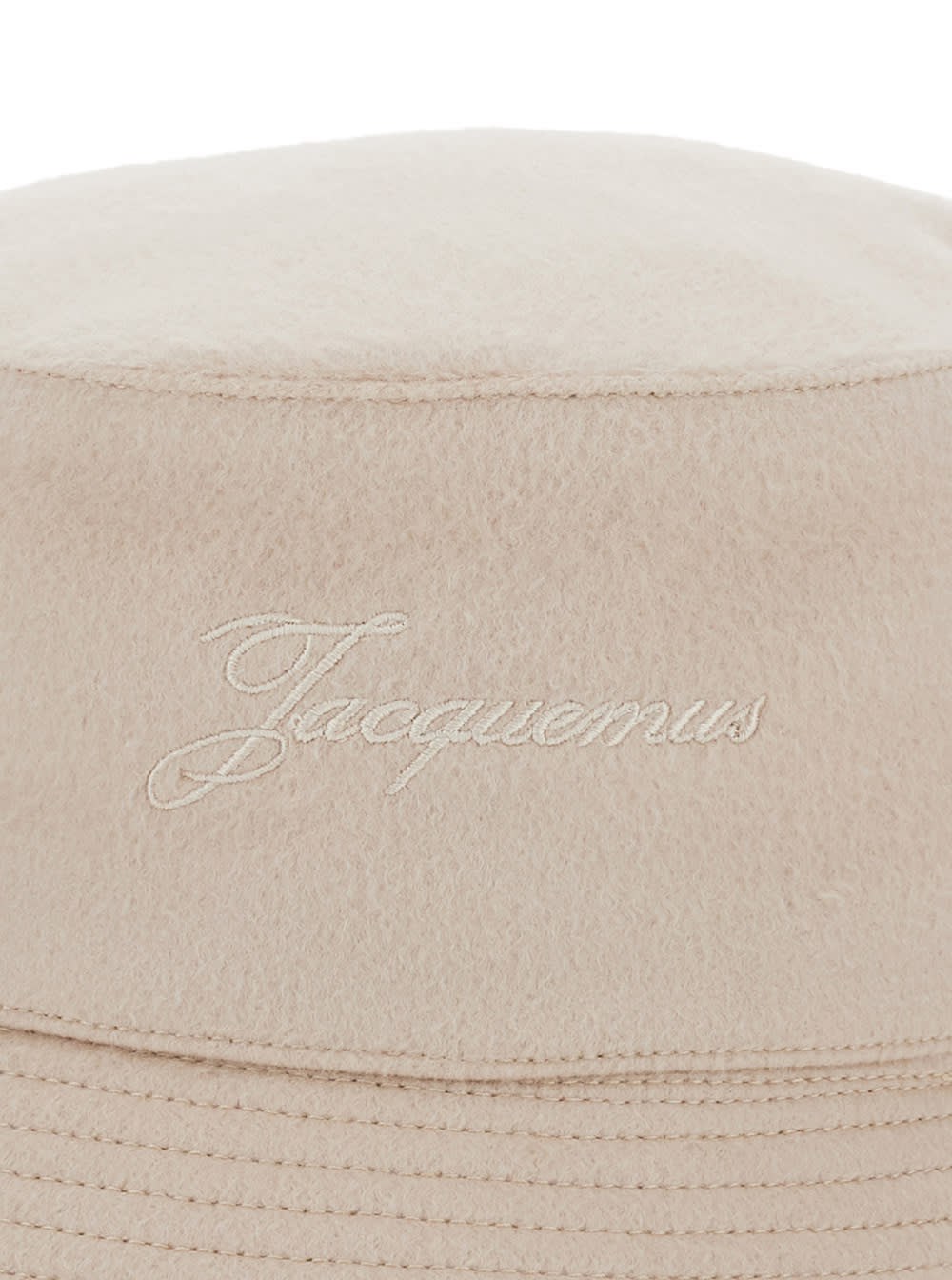 Jacquemus Beige Embroidered Logo Bucket Hat In Brown
