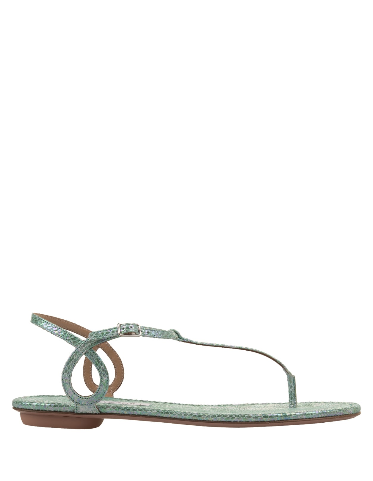 Green Almost Bare Sandals Flat