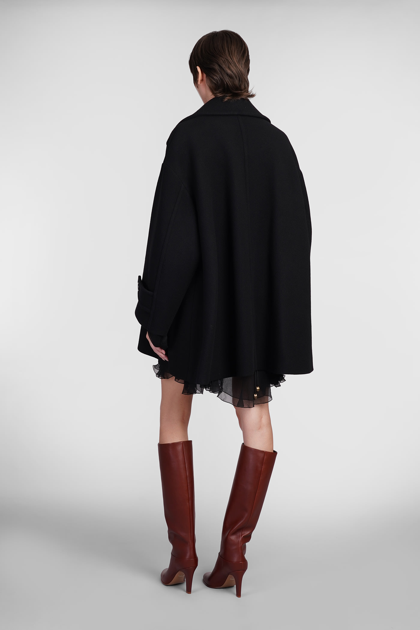 Shop Chloé Coat In Black Wool