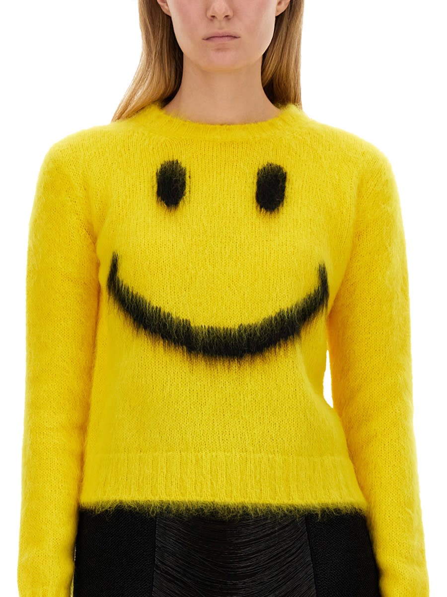 Shop Moschino Smile Shirt In Fantasia Giallo