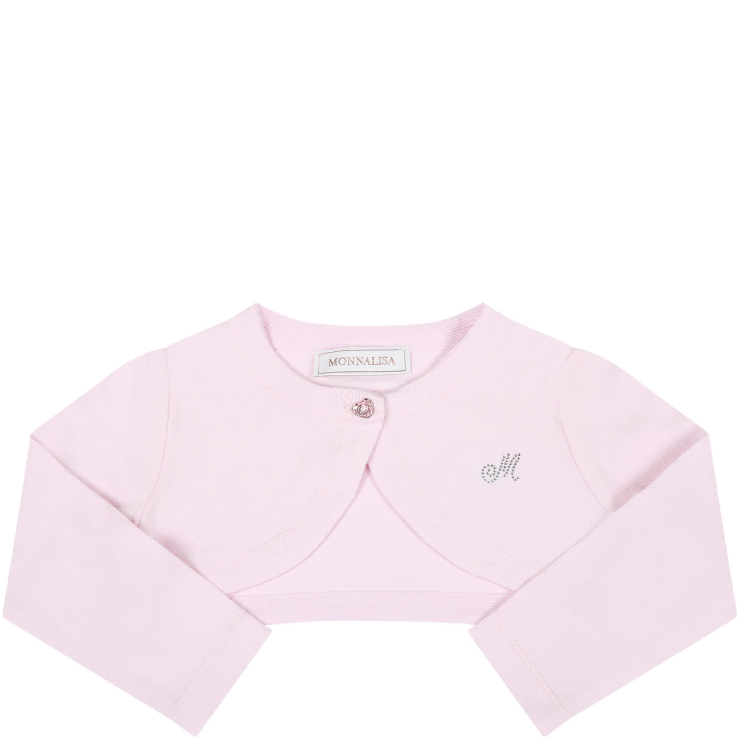 Monnalisa Pink Cardigan For Baby Girl With Logo