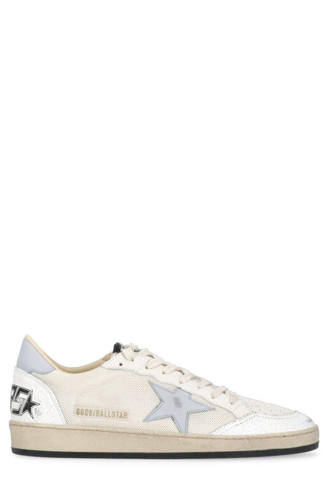 Golden Goose Star Patch Lace-up Sneakers In White/cream/gray