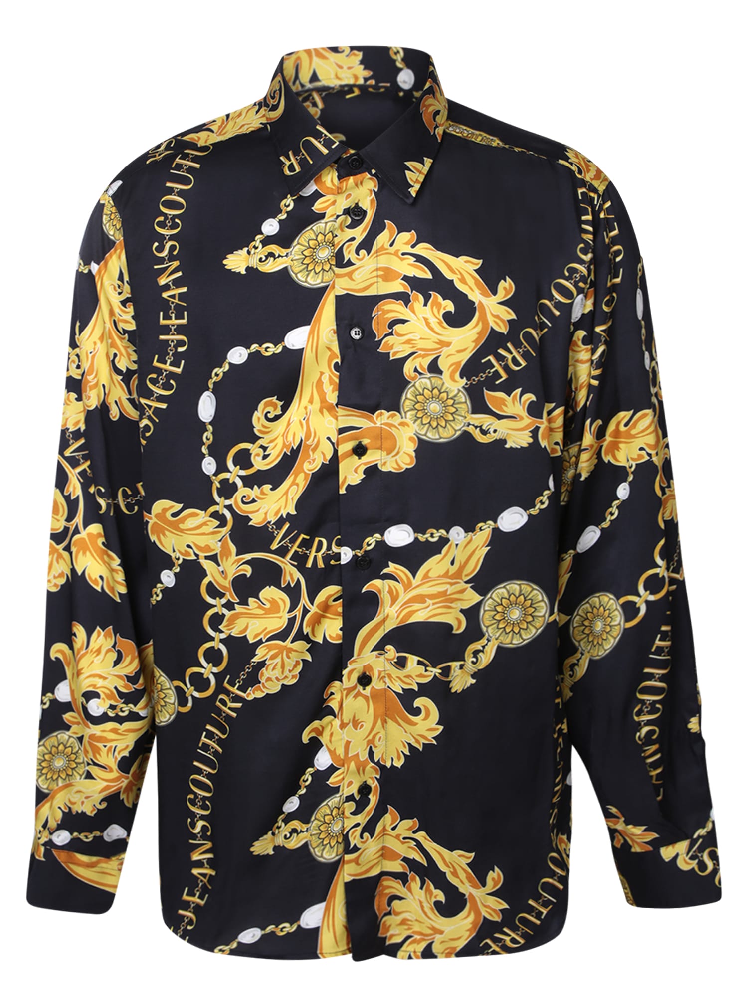 Shop Versace Jeans Couture Chain Print Black/ Gold Shirt By