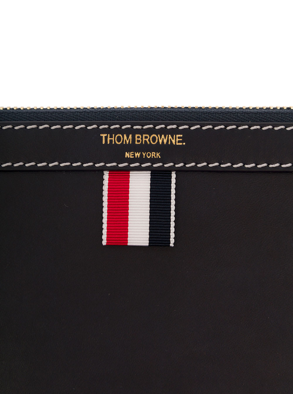 Shop Thom Browne Blue Clutch With Logo Detail In Leather Man