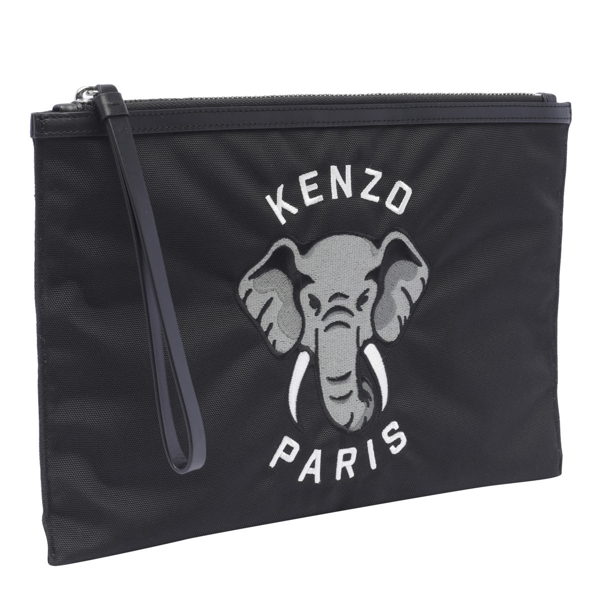 Shop Kenzo Varsity Jungle Zip Pouch In Black