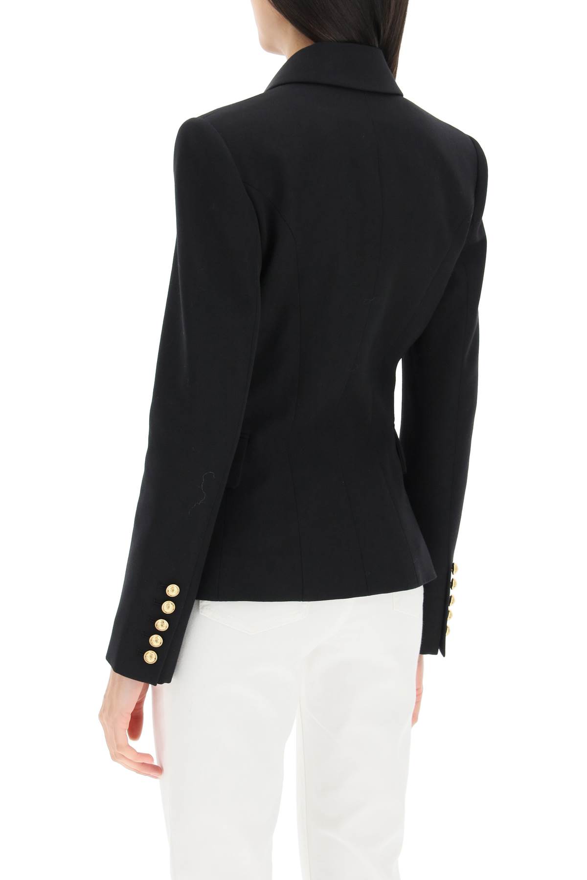 Balmain Wool Blazer With Iconic Metal Buttons In Black