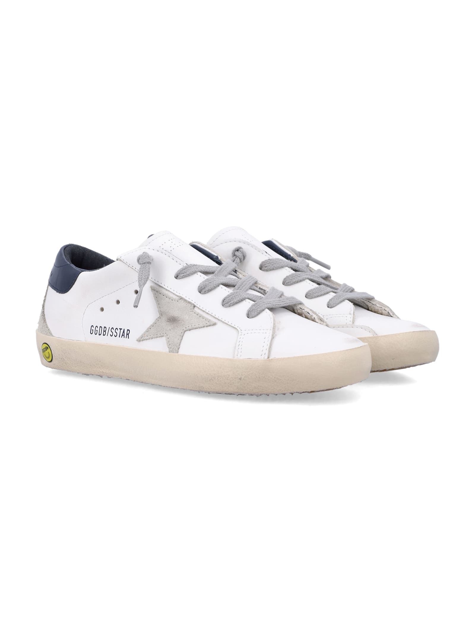 Golden Goose Kids Old School White Leather And Dark-green Sneakers In White