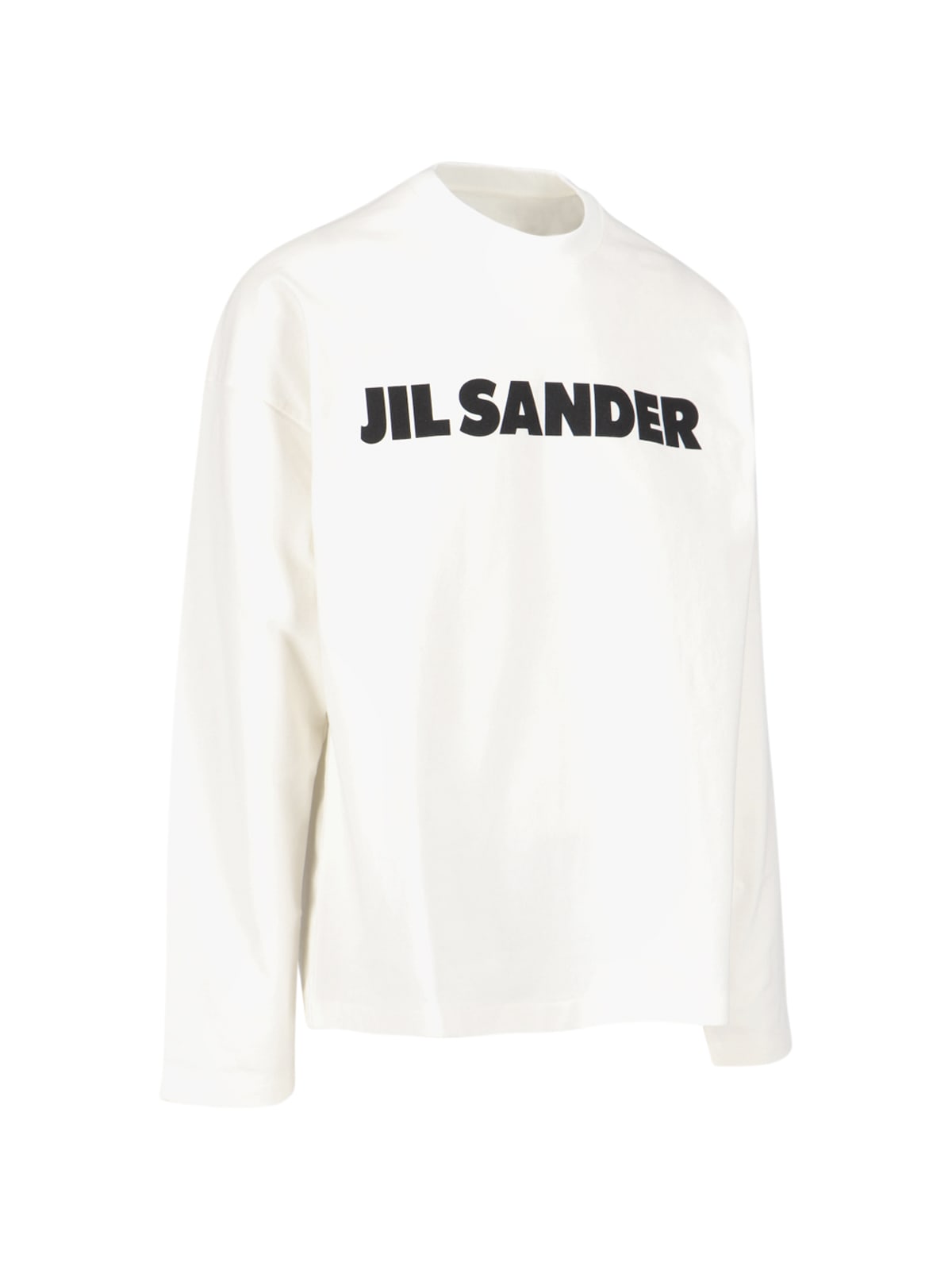 Jil Sander Men White Crewneck Sweatshirt With Contrasting Logo Print At The Front In Cotton Man In White
