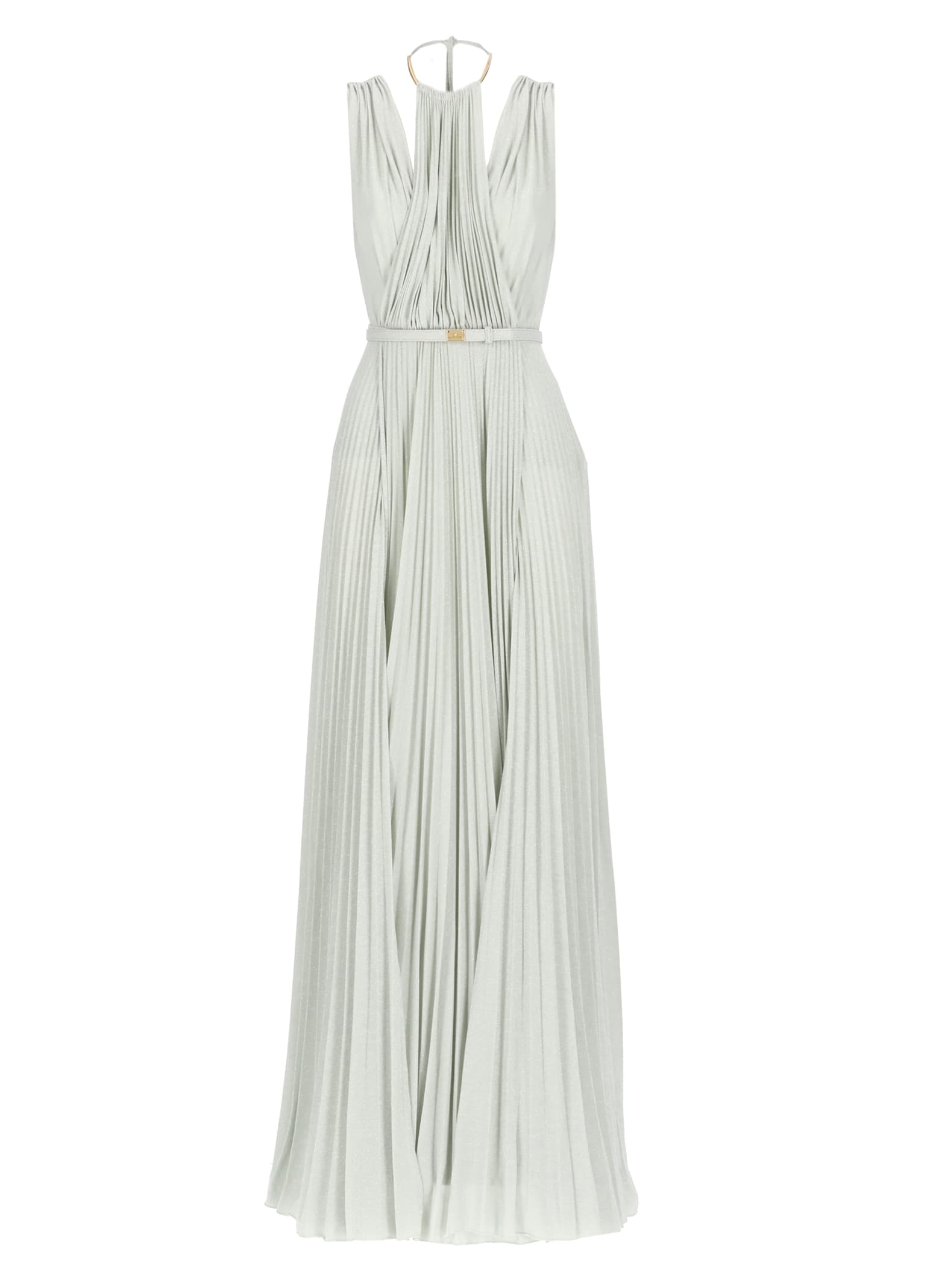 Elisabetta Franchi Red Carpet Dress Made Of Lurex Jersey Fabric With Belt