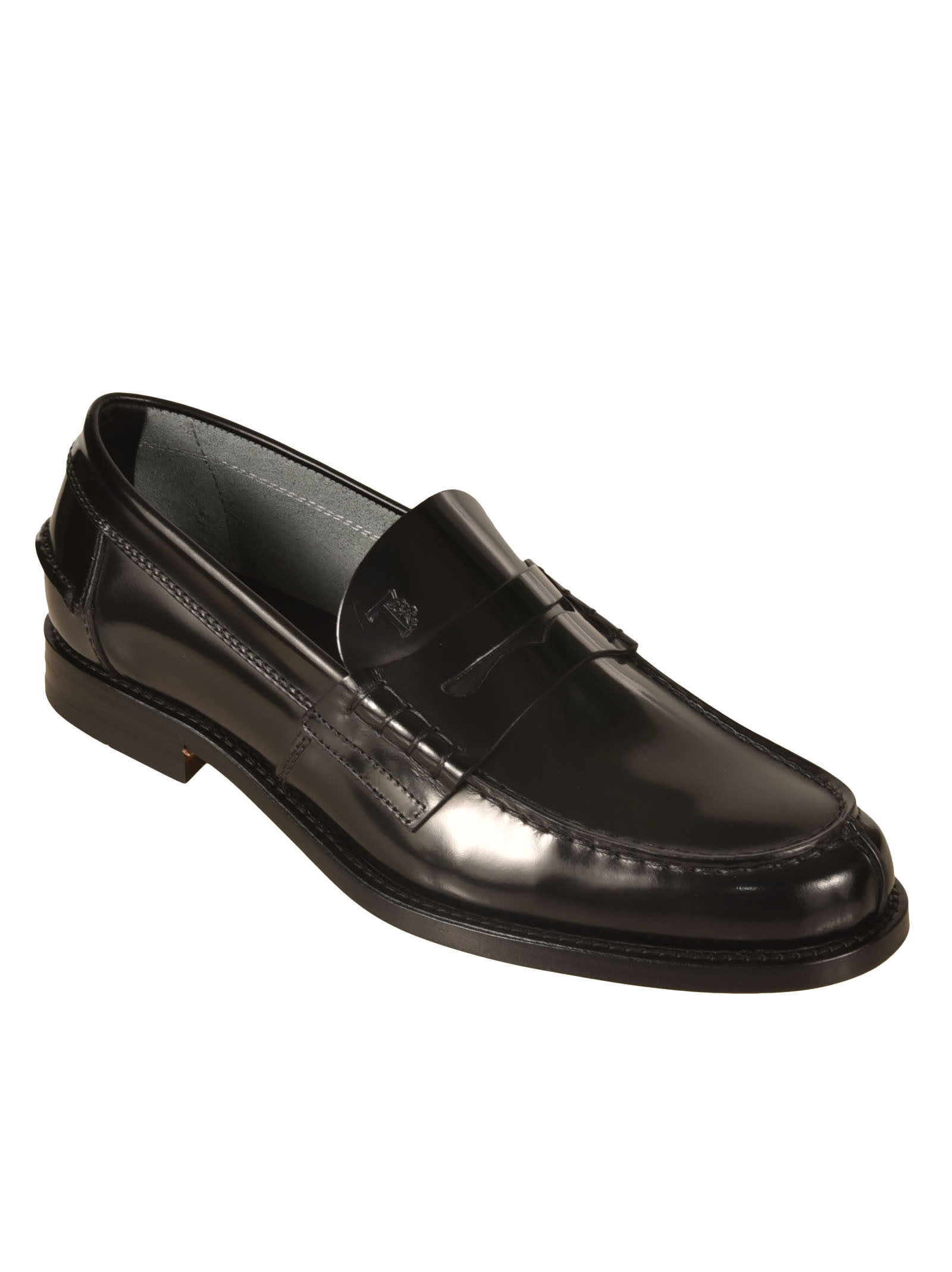 Shop Tod's Logo Stamp Loafers In Nero