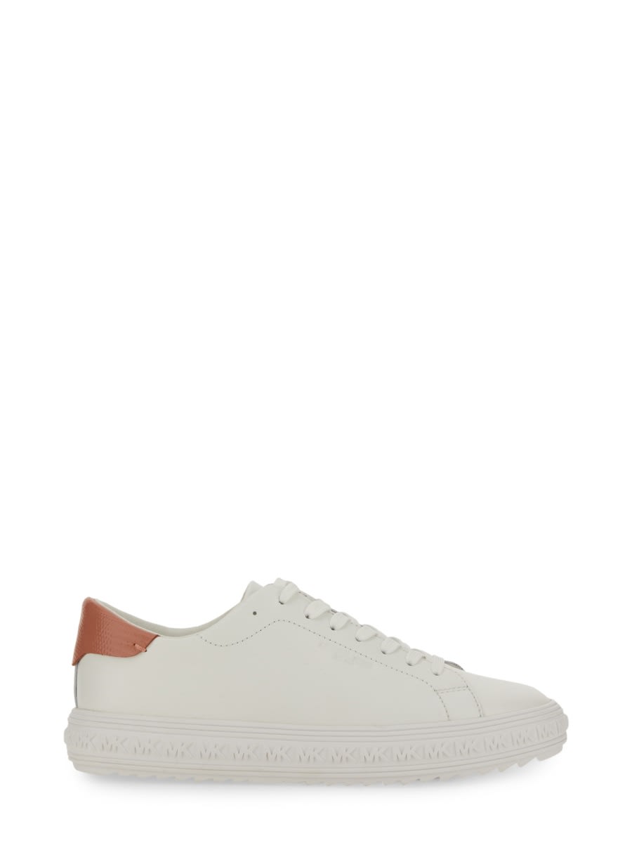 Shop Michael Kors Leather Sneaker In White