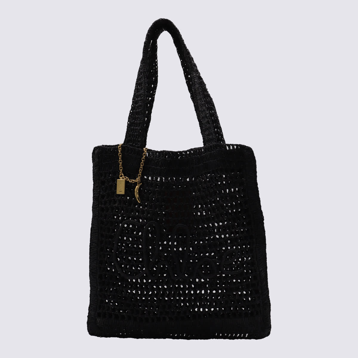 Chloé Black Raffia Totes