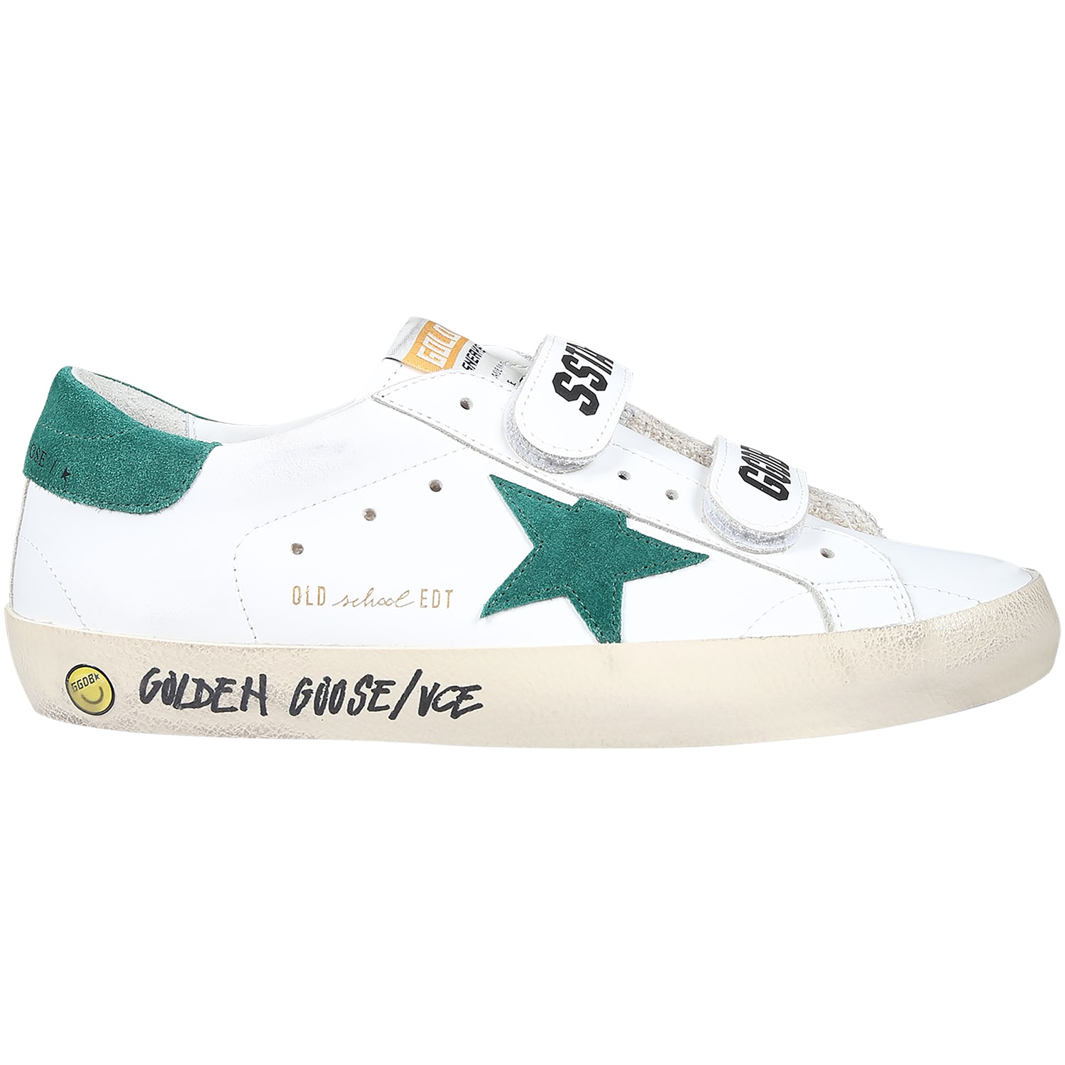 Golden Goose White Old School Sneakers For Kids With Star