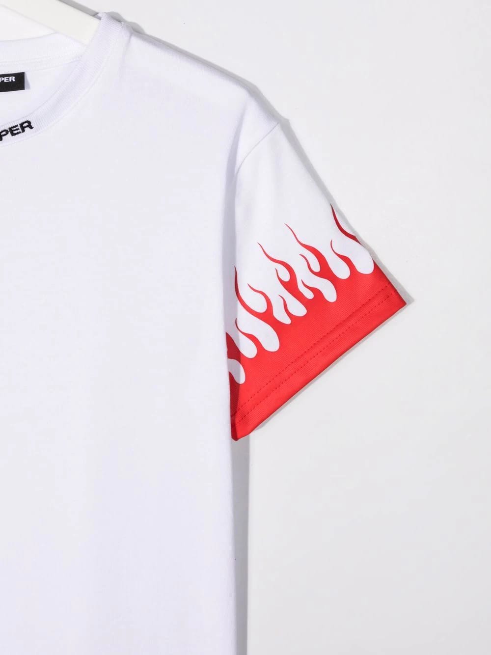 Shop Vision Of Super White Kids T-shirt With Red Flames