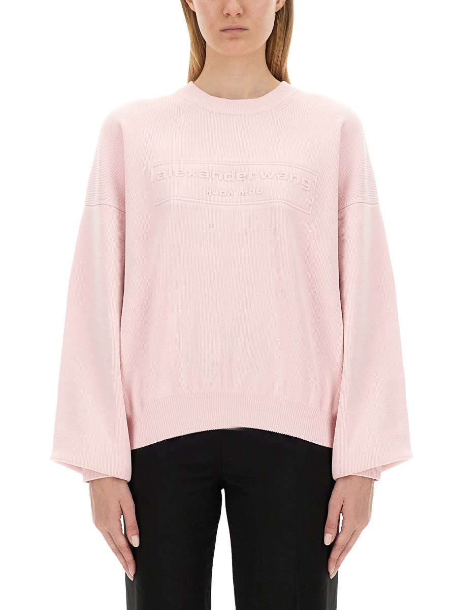 Shop Alexander Wang Sweatshirt With Logo In Pink