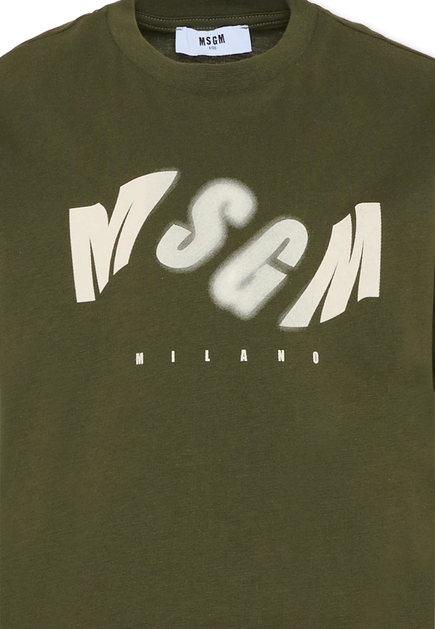 Msgm Logo T-shirt In Green