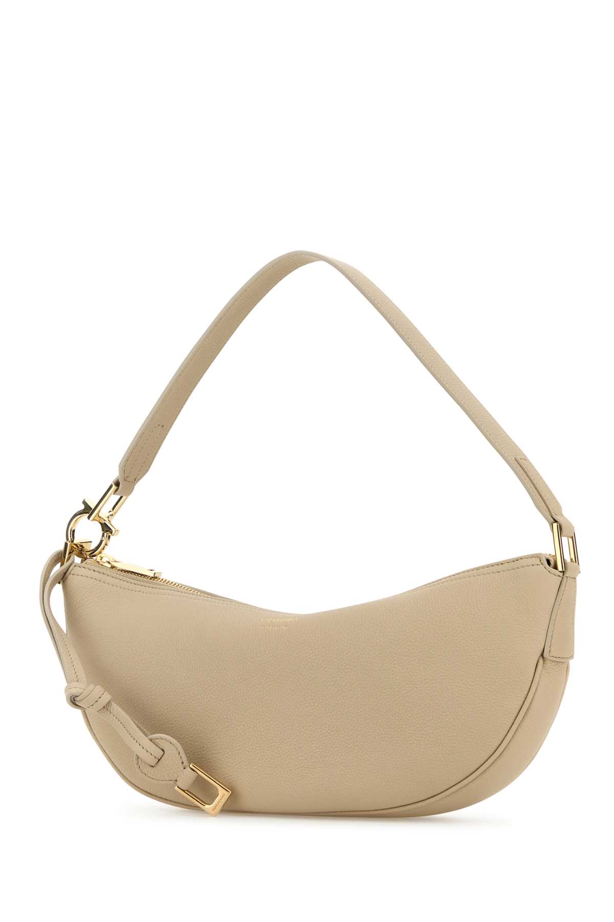 Shop Ferragamo Sand Leather Shoulder Bag In Stonatbia