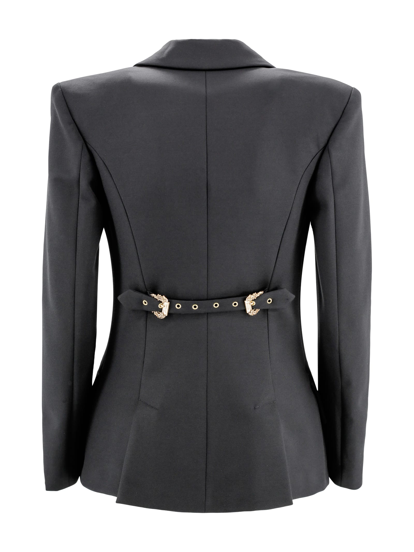 Shop Versace Jeans Couture Blazer With Baroque Buckle In Black