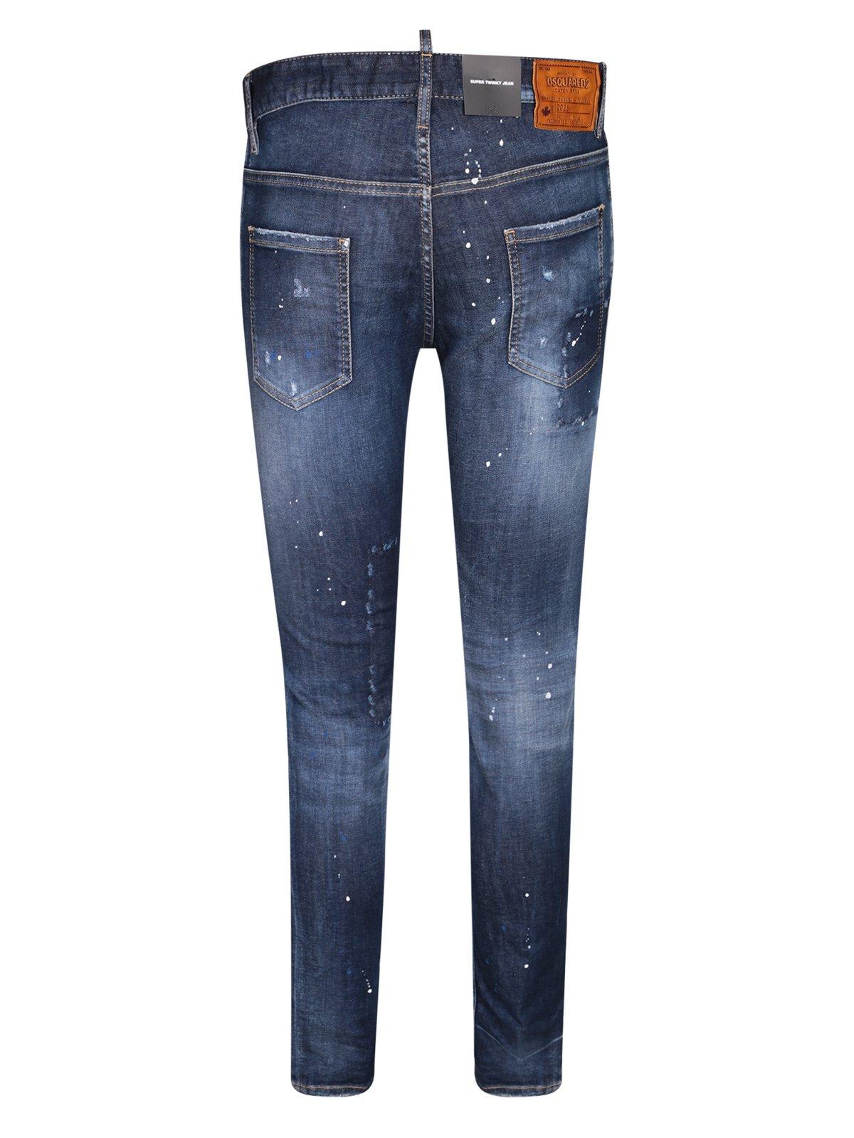 Ripped Wash Super Twinky Jeans In Navy Blue