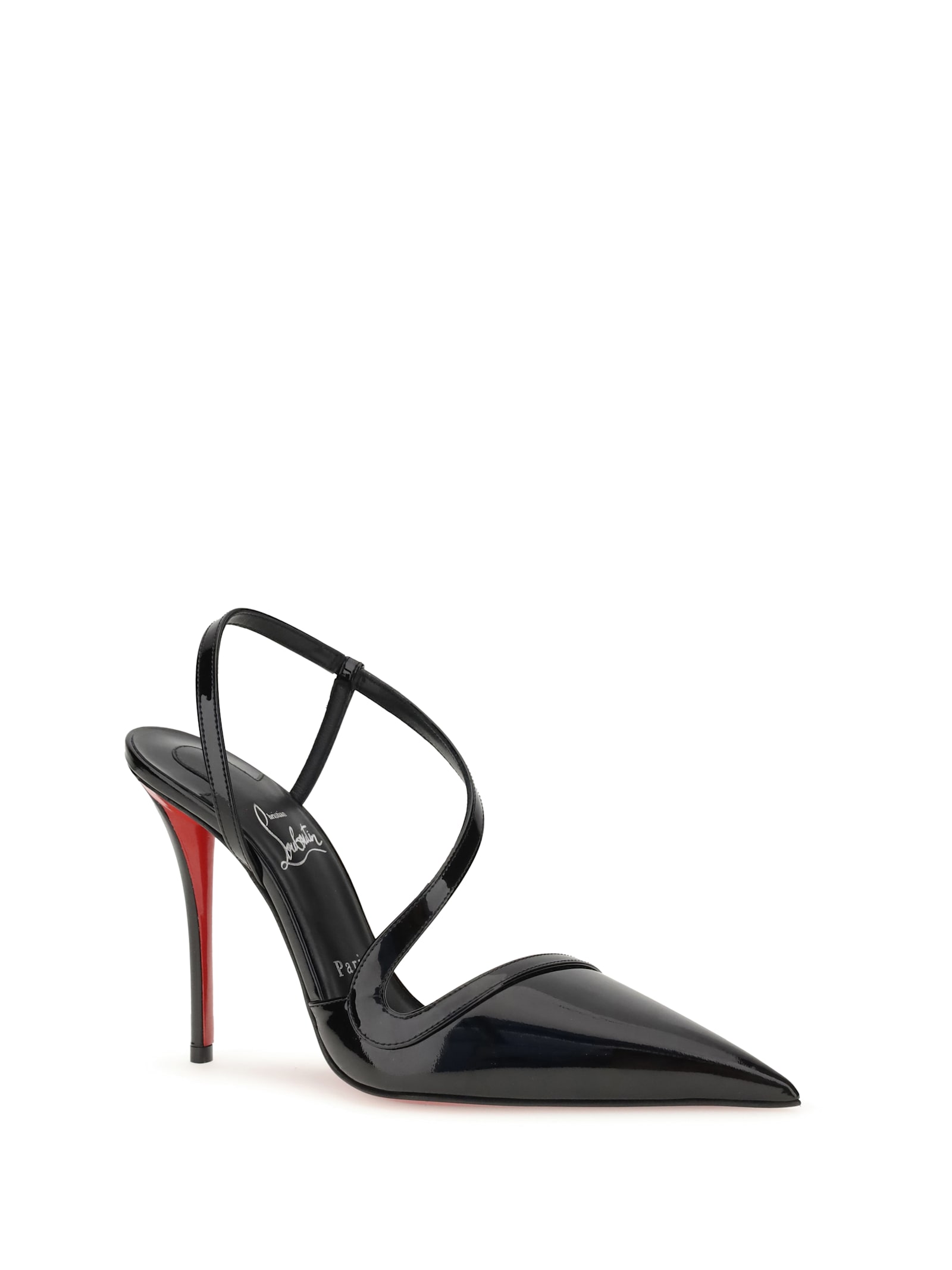 Christian Louboutin Rosa Z 100 Patent Leather Slingback Pumps In Black