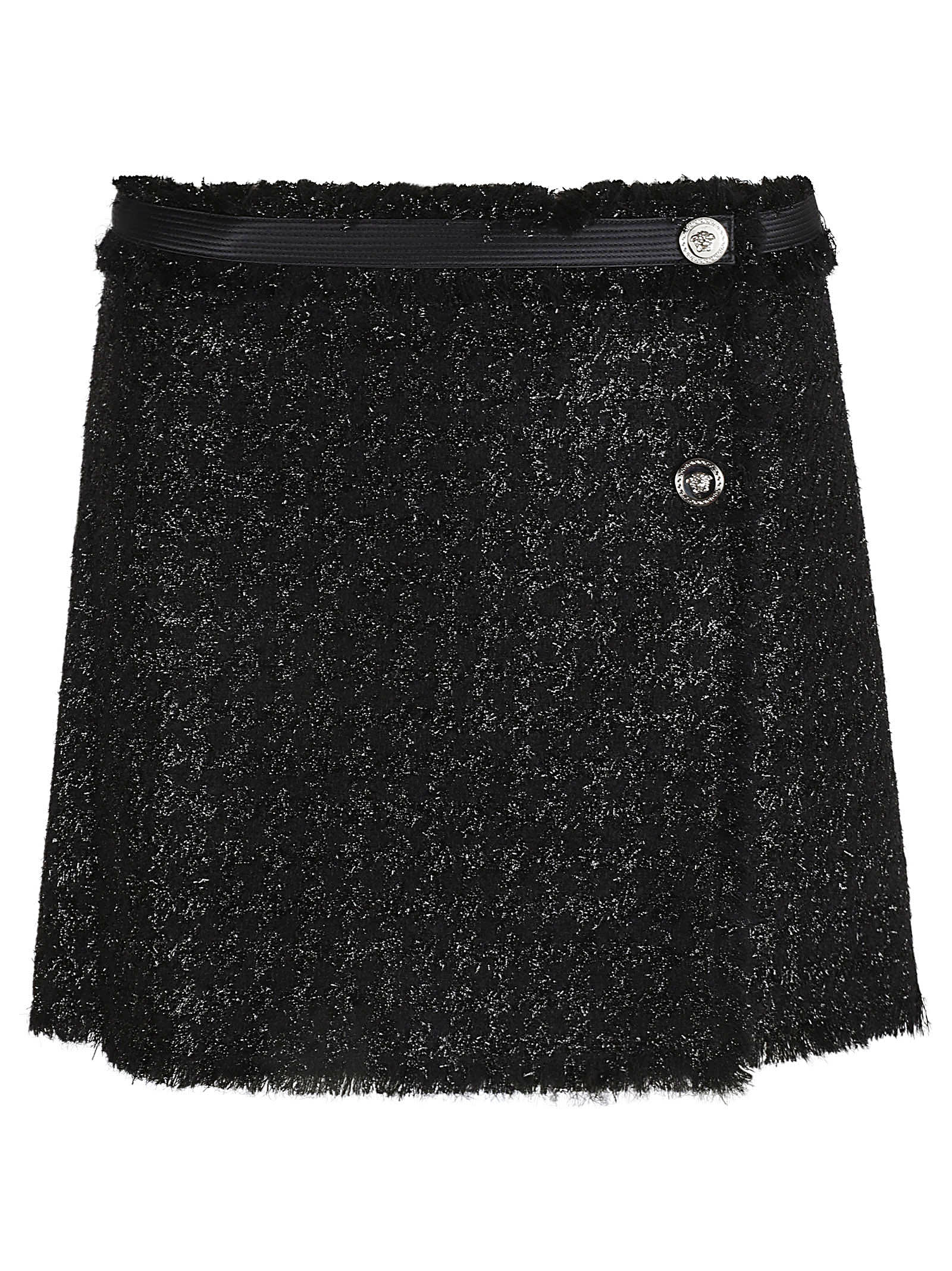 Shop Versace Vichy Light Tonal Lurex Skirt In Black