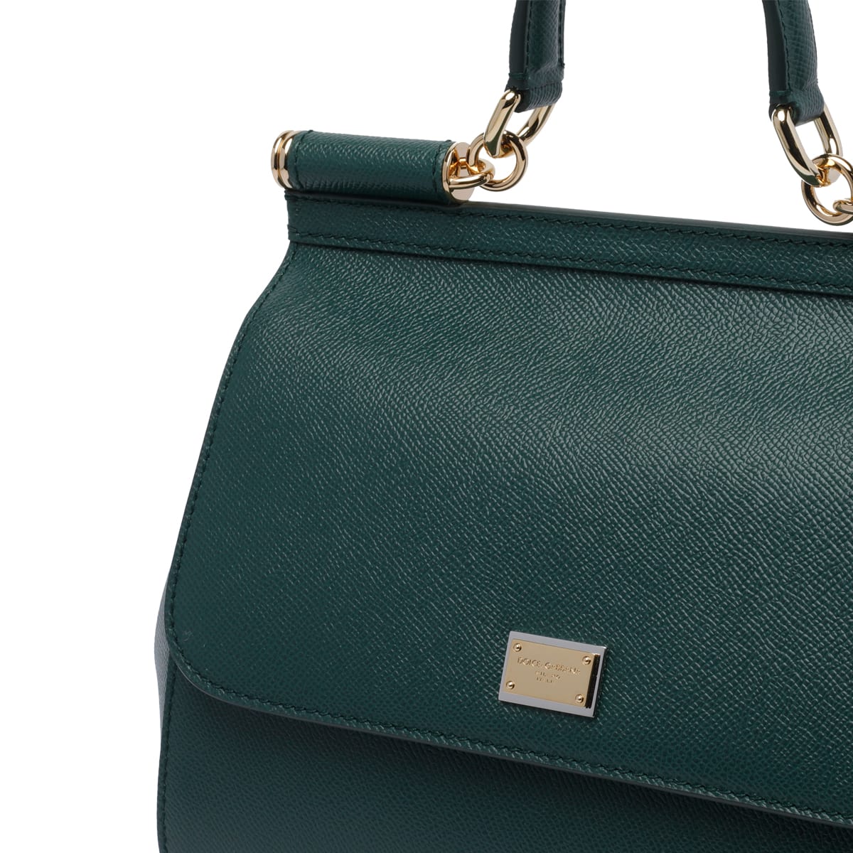 Dolce & Gabbana Large Dark Green Sicily Hand Bag In Blue
