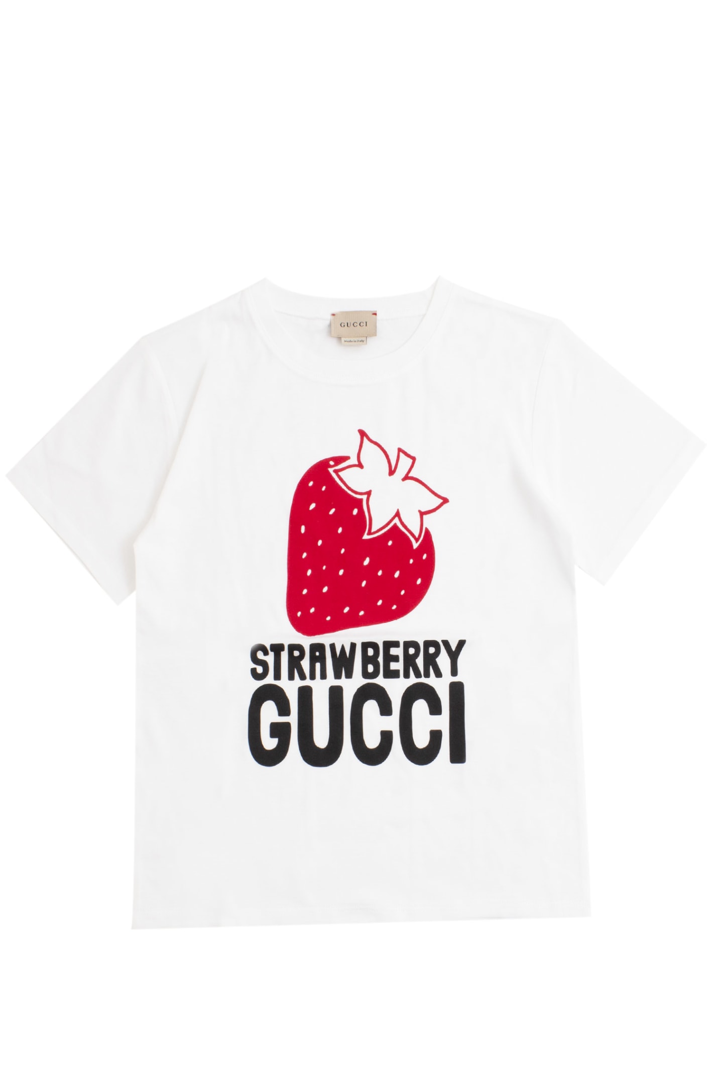 Cotton T-shirt With strawberry Gucci Print