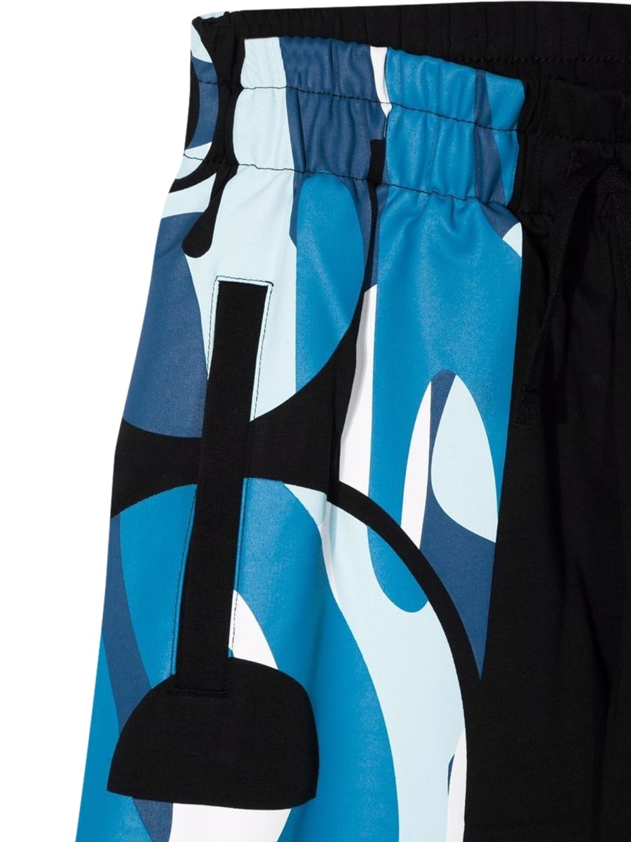 Gcds Mini Gcds Pantaloni Neri In Felpa Di Cotone In Black