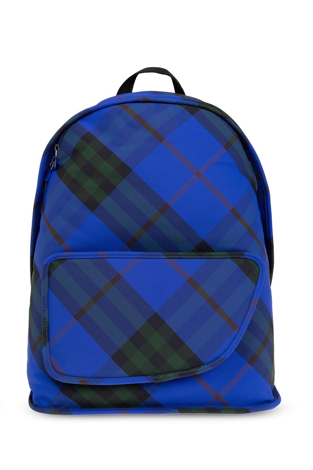 Shield Vintage Check-printed Zipped Backpack