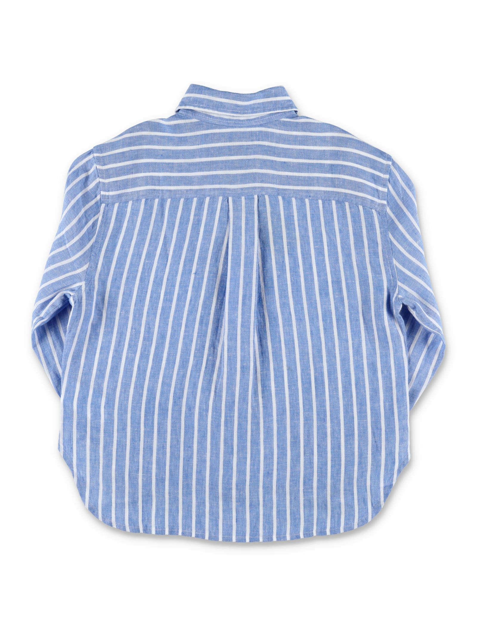 Shop Polo Ralph Lauren Striped Linen Shirt In Blu